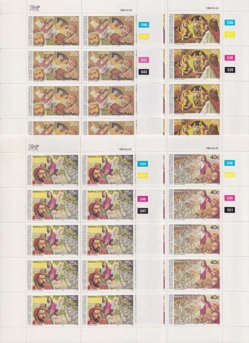 BOPHUTHATSWANA - 1984 Easter Stamps (4th series), complete set of 4 full sheets (MNH)